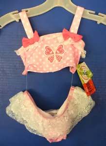 PENELOPE MACK~UPF 50+ UV Protection~Pink Polka Do 2-Piece SWIMSUIT~Butterfly~2T - Picture 1 of 3