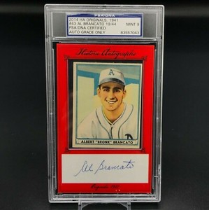 1941 Play Ball #43 Al Brancato Signed Autographed Auto Baseball PSA MINT 9 19/44
