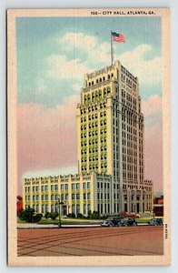 City Hall Atlanta GA Unposted 1936 Genuine Curteich Linen Postcard - Picture 1 of 2
