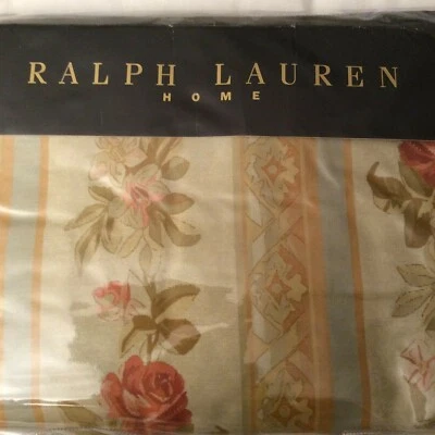 Ralph Lauren Lambert Stripe Neutral/Aubusson Floral Queen Flat Sheet NIP - Image 1 of 4