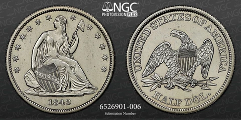 1842 SEATED LIBERTY HALF DOLLAR SM DATE/ REV 42 (WB-6) UNC DETAILS #6526901-006 Cover