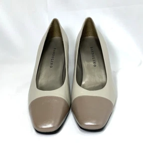 Bandolino Pumps Womens 8 Light Gray Leather Block Heel 2.5" Career Neutral - Picture 1 of 9
