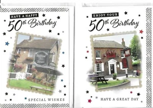 Open 50th birthday card with a Country Pub design choice of design - Picture 1 of 5