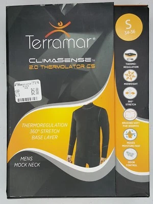 ¡Nuevo! Terramar Thermolator 2.0 Capa Base Manga Larga Negro Para Hombre Cuello Simulado Pequeño Foto 1 de 3