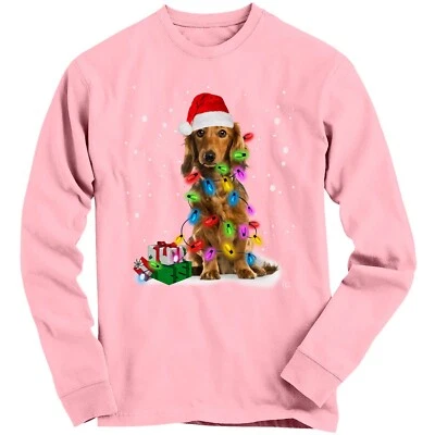 1Tee Kids Girls Dog Covered in Christmas Lights Sweatshirt Jumper