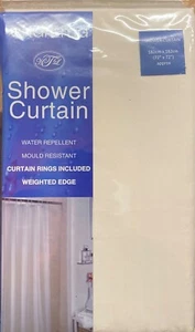 JOBLOT 6 x Shower Curtain Cream Bathroom With Rings Market Traders - Picture 1 of 2