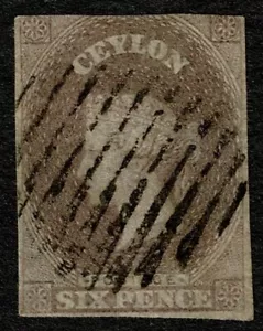 Ceylon 1857 SG6c 6d Light Brown Fine Used Cat. £1400.00 - Picture 1 of 2
