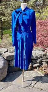 Vintage Malcolm Starr 60/70s Blue Silk Dress - Picture 1 of 11