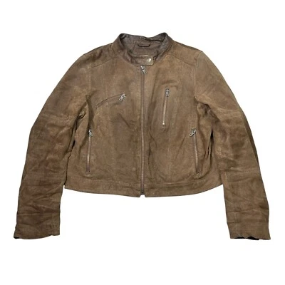 Jaqueta de Moto Levi’s Vintage Anos 90 Couro Camurça FLAW Marrom Feminina GG - Imagem 1 de 4