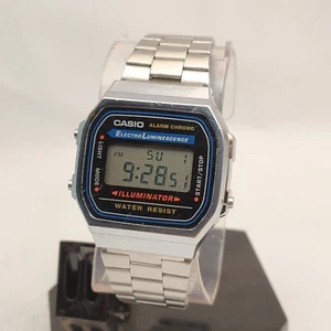 CASIO A168 QUARTZ DIGITAL WATCH ALARM CHRONO ELECTRO LUMINESCENCE NEW BATTERY  - Picture 1 of 10