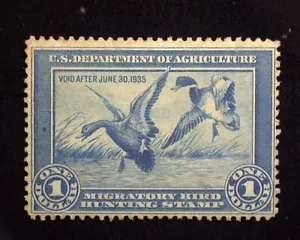HS&C: Scott #RW1 1 Dollar Hunting Permit. Some toning. Mint F No gum US Stamp - Picture 1 of 2