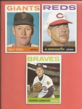 1964  TOPPS  Lot of 3 NL Pitchers: B. O'DELL + A. WORTHINGTON + D. LEMASTER  EX+
