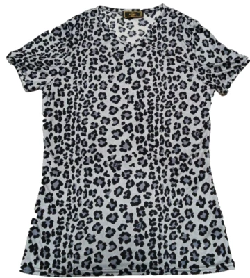 Camiseta Fendi Mujer Top Estampado Leopardo Manga Corta Negra Largo 59cm Ancho 40cm Foto 1 de 4