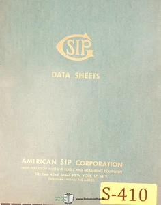 SIP Jig Boring Machine, Specifications and Data Sheets Manual - Picture 1 of 2