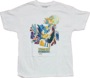 Sonic the Hedgehog New Adult T-Shirt - Sylized Sonic & Tails Over Kanji - Picture 1 of 1