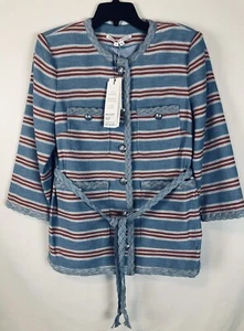 Veronica Beard Ginerva Jacket NEW Blue Braided Rope Belted Jacket Blazer Size 12 - Picture 1 of 19