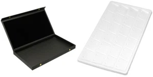 Black Display Case Box Necklace Bracelet w/ White 24 Earring Display Tray Insert - Picture 1 of 12