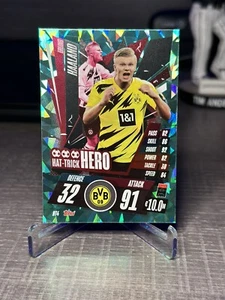 2020-21 Topps Match Attax Erling Haaland Teal Cracked Ice - Picture 1 of 2