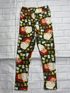 Lularoe Girls S/M Soft Leggings Christmas Holiday Santa Cookies Milk Green NEW - Picture 1 of 7
