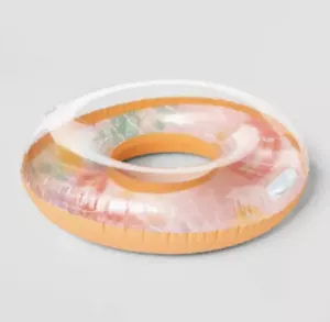 Aufblasbarer Schwimmschlauch mit Griffen 33" Durchmesser Alter 9+ orange gelb TieDye Sun Squad - Bild 1 von 12
