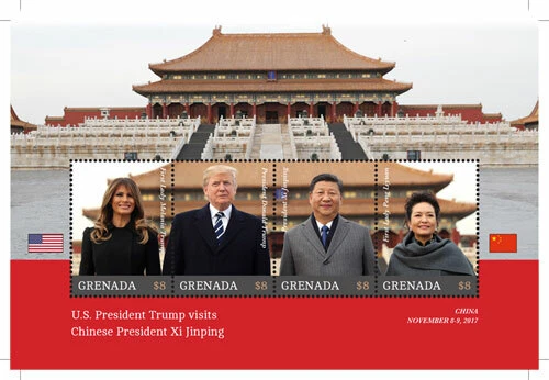 Grenada 2018 - Trump Visits China Xi Jinping - Sheet of 4 Stamp Scott 4271 - MNH - Image 1 of 1