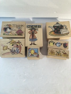 LOTE de 7 estampillas de goma All Night Media Mary Engelbreit Garden Heart Flower Foto 1 de 4