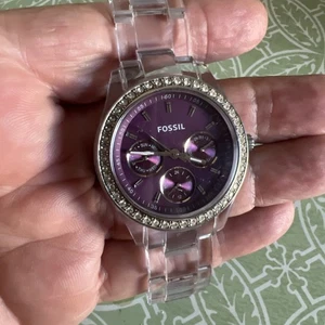 Orologio Fossil Stella ES-2614 Donna Data Giorno 24H Quarzo 38mm Cassa Trasparente Bracciale - Foto 1 di 8