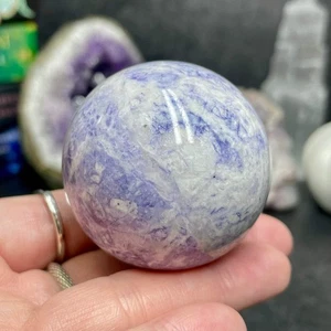 Lavender and White Jade Crystal Sphere - Picture 1 of 6