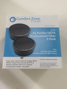 Comfort Zone Clean H13 HEPA Filters CZAPH132 for Air Purifier Models 2 PACK - Picture 1 of 1
