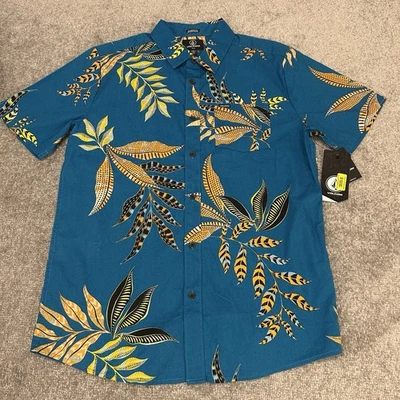 Volcom Shirt Mens Medium Blue Paradiso Floral Short Sleeve Classic Fit NEW - Image 1 of 4