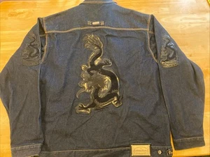 Vintage Johnny Blaze Denim Jacket Dragon Patchwork Men 2XL - Picture 1 of 13