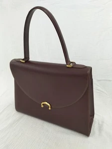 Must de Cartier Bordeaux echt Top Handle Flap Handtasche rot gold Drehverschluss - Bild 1 von 13