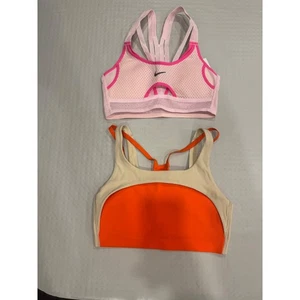Nike Women's (Set of 2) Sports Bras Pink/Orange Dri-Fit Athletic Workout  XS - Picture 1 of 7