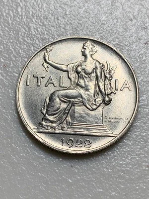 意大利 1922R 1 Lire 未流通状况 SKU#37300 — 第 1/2 张图片