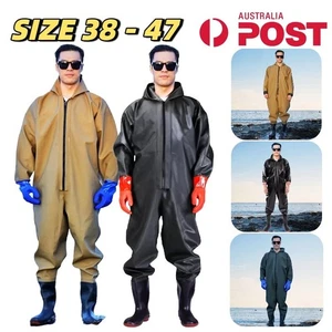 Full-body Waders PVC Pants Waterproof Rain Wader Boots Large Fishing Outdoor AU - Bild 1 von 26