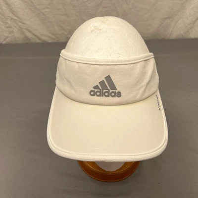 Adidas Gris Tres Rayas Logo Visera Deportiva Adulto Ajustable Blanco Aeroready Sombrero Foto 1 de 4