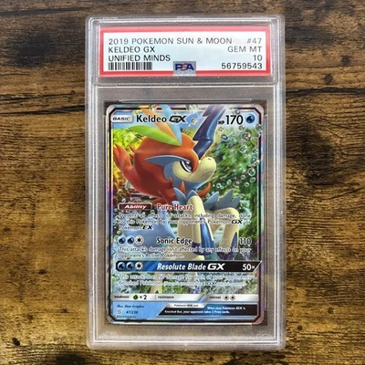 PSA 10 Gem Mint Keldeo GX #47 Sun & Moon Unified Minds 2019 - Image 1 of 2