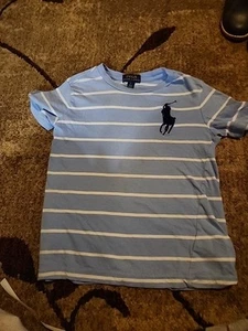Polo Ralph Lauren Boys Size 5 Short Sleeve T Shirt Striped With Large Pony Logo - Picture 1 of 6