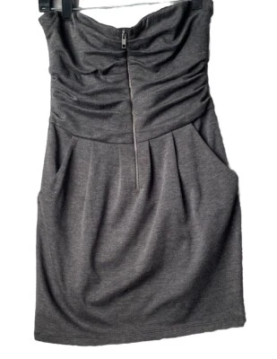 Vestido Body Central Halter con Cremallera Frontal y Bolsillos Elástico Medio Gris Foto 1 de 4