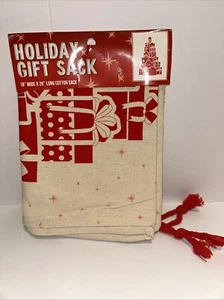 Christmas Large Fabric Drawstring Reusable Gift Bag 25"x18" Red Box printed - Picture 1 of 2