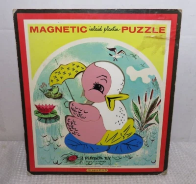 Quebra-cabeça vintage PLAYSKOOL magnético embutido plástico pato 6580A 10 peças EUA - Imagem 1 de 4