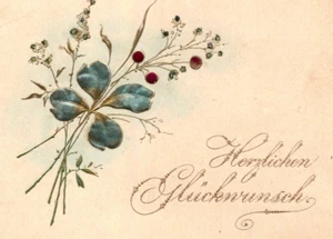 C1890 Metal Flower German Floral Victorian Congratulations Greeting Card - Picture 1 of 3