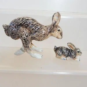 KLIMA K085 Miniature statuette en porcelaine - LE LAPIN LIEVRE ET SON BÉBÉ - Imagen 1 de 3