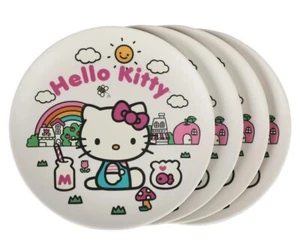 Plates New Hello Kitty Tidbit 4 piece Bamboo Girl Toddler Dinner Lunch Snack - Picture 1 of 3
