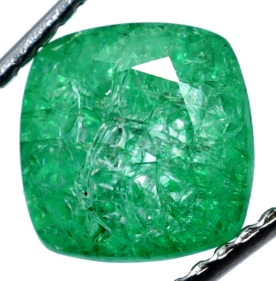 Piedra preciosa suelta corte cojín 8,70 quilates esmeralda verde colombiana natural certificada Foto 1 de 4