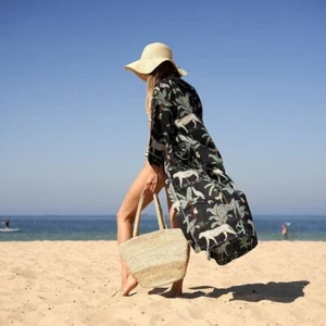 Midnight Jungle' 100% Cotton Kimono Robe | Night Vibe - Imagen 1 de 4