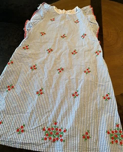 CREWCUTS EMBROIDERED FLORAL STRIPE SEERSUCKER RUFFLE SLEEVE DRESS GIRLS 10 - Picture 1 of 6