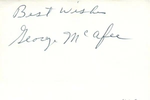 George McAfee Football HOF Signed 3x5 Index Card - Imagen 1 de 1