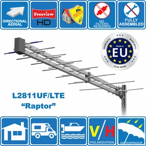 RAPTOR Alta Ganancia 4G/LTE Listo Logperiódic TV DIGITAL Exterior Aérea Freeview HD - Imagen 1 de 7
