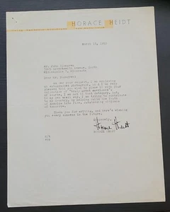 Carta autógrafa líder banda de vodevil Horace Heidt firmada 1950 excelentes als - Imagen 1 de 1